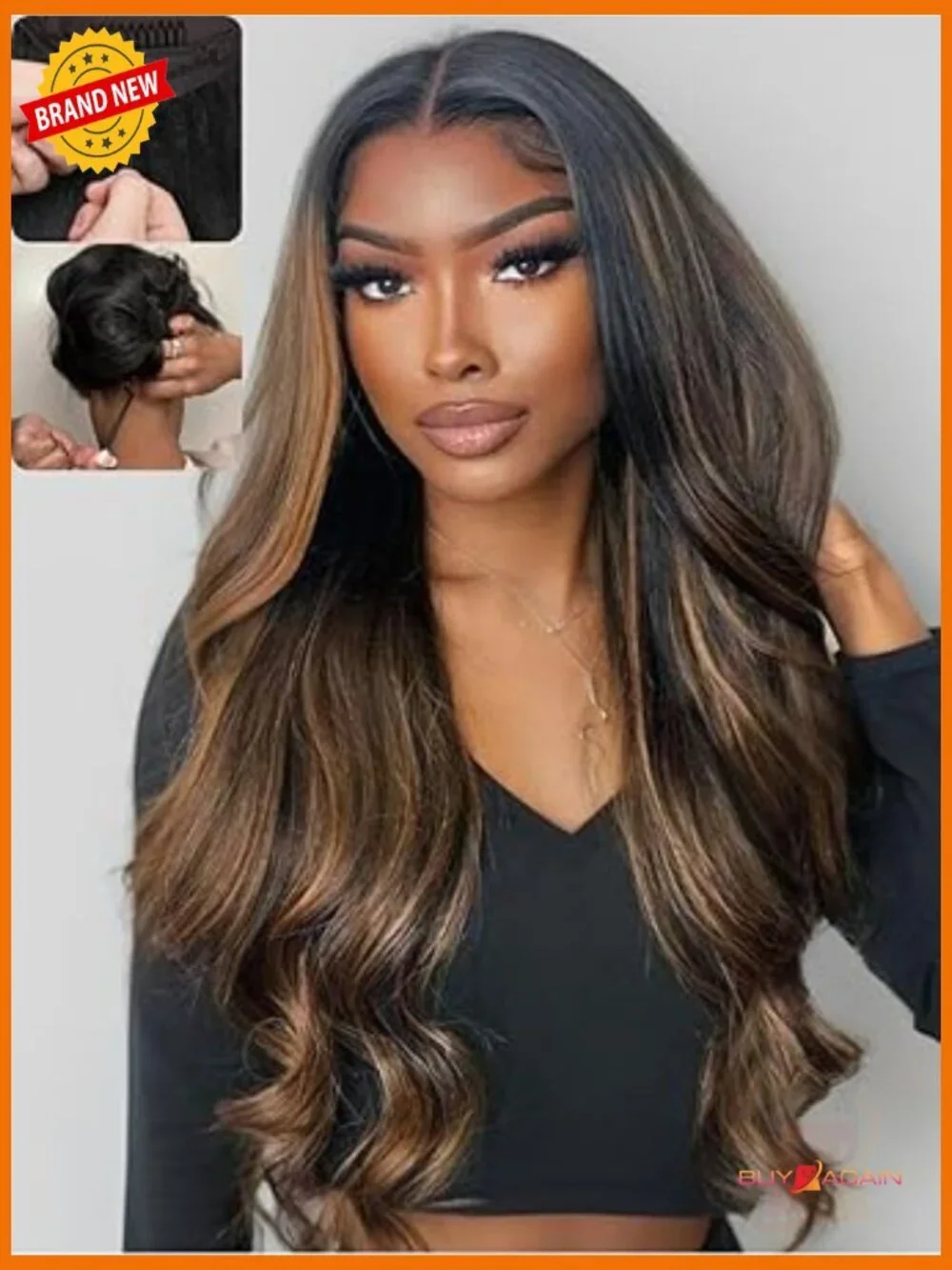 Glueless Body Wave Wig Pre Cut Lace Front Human Hair 18 inch 150% Density